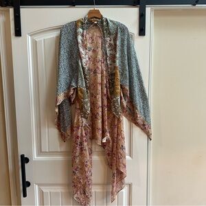 Umgee Floral Sheer Kimono Boho Hippie Festival S/M